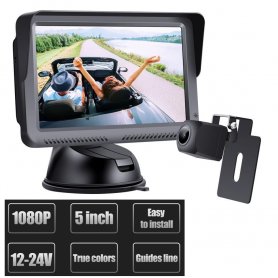 Autós tolató vezetékes készlet: 5 "-es monitor + FULL HD mini hátsó kamera (IP68)