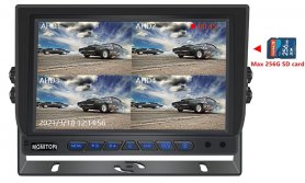 Hibridni 7-inčni monitor za automobil: 4-CH, AHD / CVBS sa mikro SD karticom za snimanje (do 256 GB) za 4 kamere