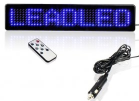 Auto LED display blauw met afstandsbediening 23 x 5 x 1 cm, 12V