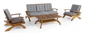 Ξύλινα έπιπλα κήπου - πολυτελείς ξύλινοι καναπέδες σετ για 5 άτομα + τραπεζάκι σαλονιού