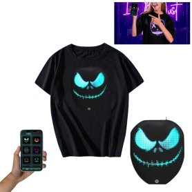 LED-T-shirt met display 170x210mm Gluwy ERA - displayfoto/animatie via mobiele app