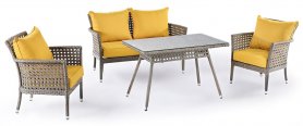 Rattan kerti bútor luxus kertbe vagy teraszra - 4 személyes készlet + asztal