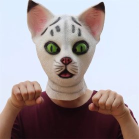 Maska Bijela mačka - silikonska maska za lice (glavu) za djecu i odrasle