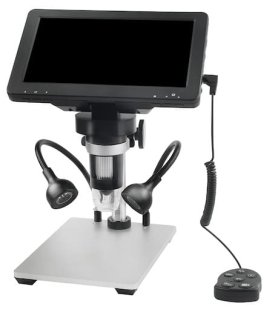 Zoom microscope 1200x digital with adjustable LED lights + stand + 7" display