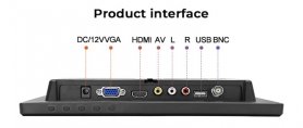 LCD-skärm 10,1" med extern BNC-ingång + HDMI/VGA/AV/USB