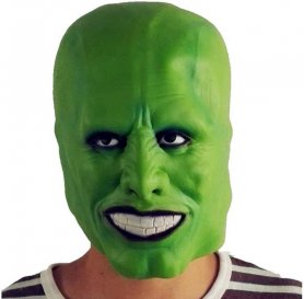 Зеленая маска для лица (из фильма МАСКА) - для детей и взрослых на Хэллоуин или карнавал.