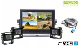 Камера заднего вида с монитором AHD LCD HD Автомобильный монитор 7 дюймов + 3x HD-камера с 18 ИК-светодиодами