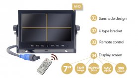 Biztonsági kamera AHD készlet - LCD HD autós monitor 7 "+ 1x HD kamera 18 IR LED-del