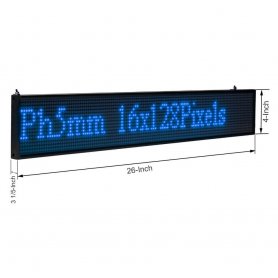 LED-es kijelző folyó szöveggel 66 cm x 9,6 cm - kék