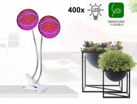 Grow lampe til indendørs planter 80W (2x 40W) 2 hoveder svanehals med 400x LED'er