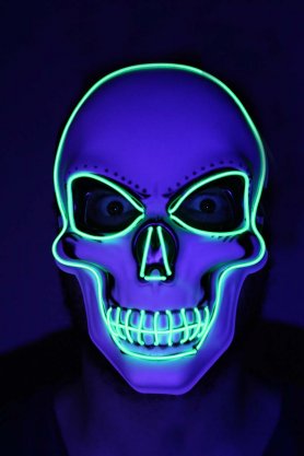 LED maska na tvár SKULL - zelená