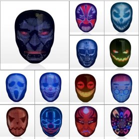 LED svietiaca maska na celú tvár - nastaviteľné animácie cez app v smartphone