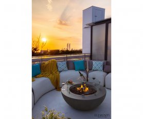 Garden gas fireplace (outdoor) - 2 in 1 Concrete round outdoor table