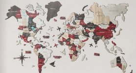Drewniana mapa świata na ścianie 3D - URBAN 100x60cm