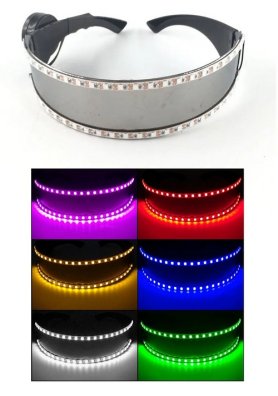 Lunettes cybernétiques de fête à LED avec 22 LED + télécommande + boutons