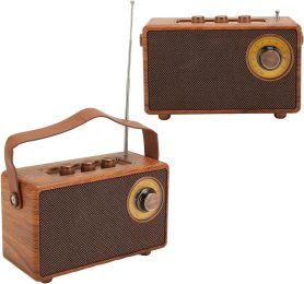 Radio AM FM - estilo retro vintage fabricada en madera con Bluetooth + AUX/disco USB/Micro SD