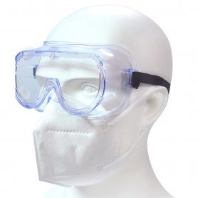 Transparente Schutzbrille mit Ventilen + Antibeschlag vollständig geschlossen