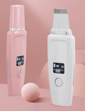 Limpiador ultrasónico de la piel (espátula) - 3 programas de limpieza + masaje + corriente galvánica