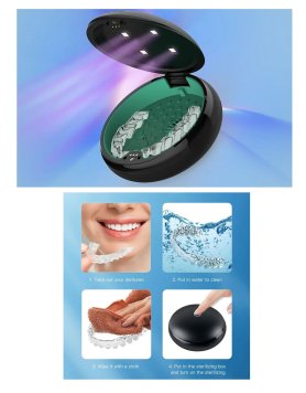 Denture cleaner - UV ultrasonic cleaner 57ml with sterilization for mouthguards/dental aids/braces