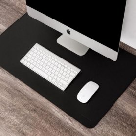 PC pad 55x35 cm + Mouse pad - Leather black luxury SET 3 pcs