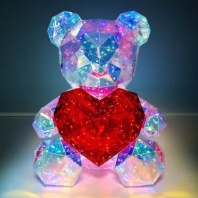 Φωτιστικό αρκουδάκι - δώρο 40 cm για γυναίκα με χρώμα 3D LED 8 λειτουργίες φωτισμού
