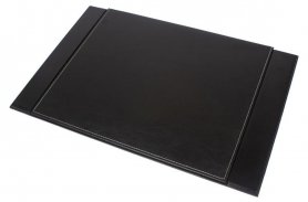 Luxus fekete bőr írószőnyeg + fa talppal (kézzel készített)