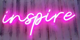 INSPIRE - LED neon light sign illuminated on the wall hanging
