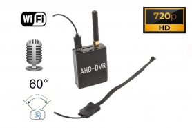 Miniatűr 8x8mm tűlyukú 720P HD kamera 60°-os szögben hanggal + WiFi DVR modul az élő adáshoz