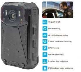 BODYCAM 4K-Auflösung Körperkamera mit 4G / NFC / WIFI / BT-Unterstützung + 32 GB + IR-LED
