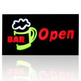 Promóciós LED panel "BAR Open" leírással 43 cm x 23 cm