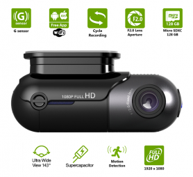 Mini autókamera szuper kondenzátorral + FULL HD + WiFi + 143 ° -os felvétel - Profio S13