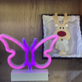 Mariposa - Logotipo LED de neón iluminado con soporte