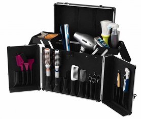 Valigetta per parrucchiere (borsa kit) - Valigia pieghevole portatile di lusso in alluminio + pelle
