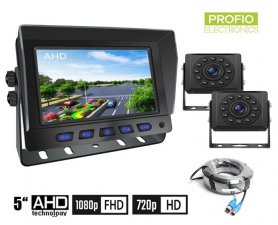Parkoló kamera készlet AHD/CVBS LCD HD - 2 csatornás hibrid autómonitor 5 " + 2x HD kamera 11 IR LED éjjellátóval