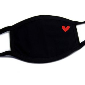 Mascarilla negra - 100% algodón con diseño HEART