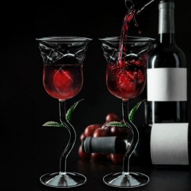 Set od 2 čaše za vino u obliku ruže - poklon čaša za vino u obliku ruže
