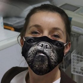 Állati motívummal védő MOPS arcmaszk 3D