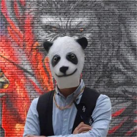 Pandamaske - Silikon ansikts-/hodemaske for barn og voksne
