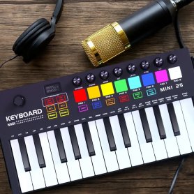 Digitalpiano Elektronisk - 25 MIDI-taster + 8 trommeputer - Keyboard med bluetooth