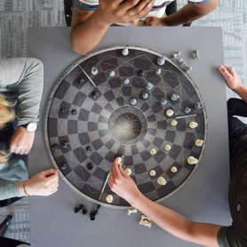 Scacchi per tre - Scacchiera rotonda tridimensionale per 3 persone (scacchi a 3 uomini) con  55 cm di diametro