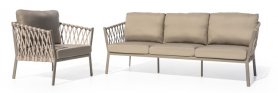 Posti a sedere da giardino di lusso - Set di divani moderni color crema per 5 persone + tavolino da caffè