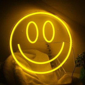 Smile - LED neon logolampa reklam lyser på väggen Smiley