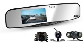 Backspegel kamera DOD RX300W + parkeringskamera