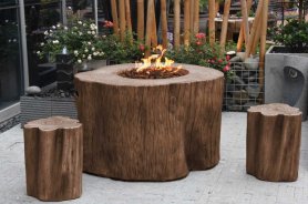 Tocones de hormigón para sentarse - imitación madera - Marrón