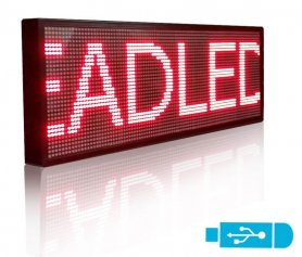 Kampanj LED-kort med rörlig text - 76 cm x 27 cm röd