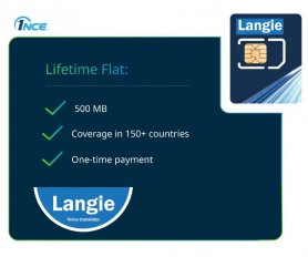 ULTRA LANGIE obegränsat SIM-kort med 500 MB - 2G/3G/4G/LTE för översättning i 150 länder giltigt upp till 10 år