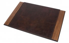 Faux leather placemats Luxury desk mats wooden base (Handmade)
