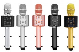 Karaoke mikrofon 5W med Bluetooth-högtalare och smartphonehållare