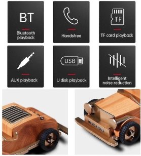 Retro Auto - Vintage Holzradio mit Bluetooth + FM/AM Radio/AUX/USB-Disk/Micro SD