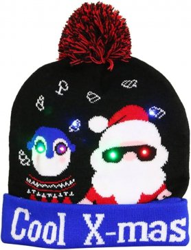 Шапка с помпоном — Зимняя рождественская шапка со светодиодной подсветкой — COOL X-MAS